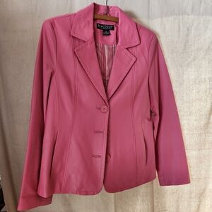 Dialogue Women's Leather Vibrant Pink Blazer